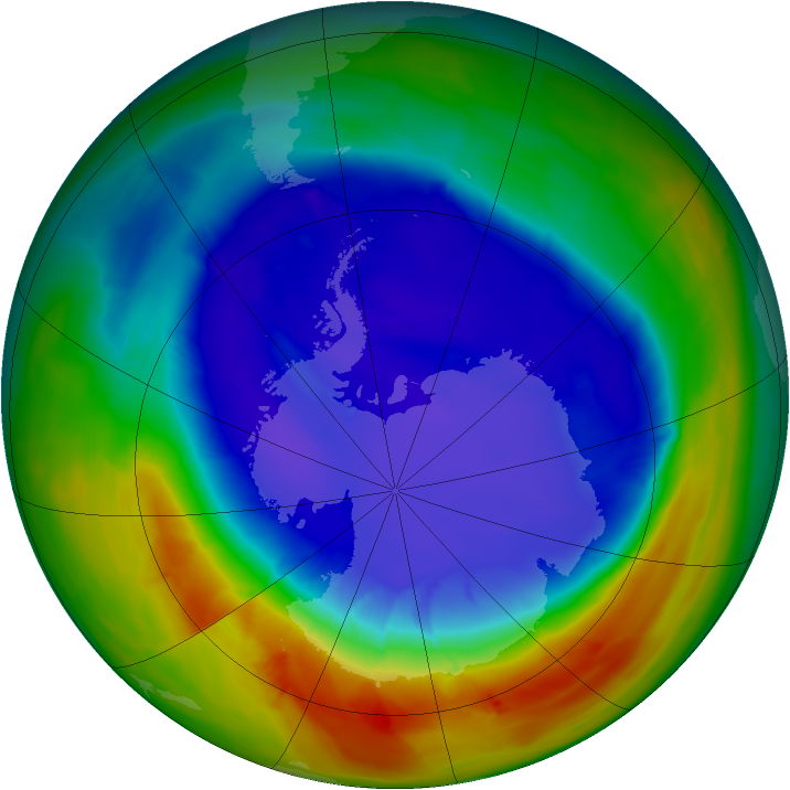 Antarctic ozone map for 16 September 2014